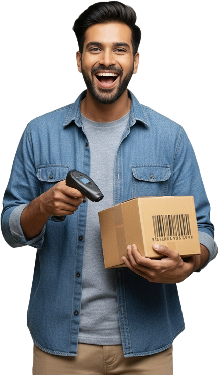 Delivery person with package